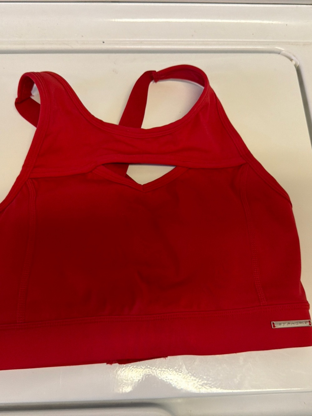 1st Phorm Red High-Impact Racerback Sports Bra with Cutout Detail